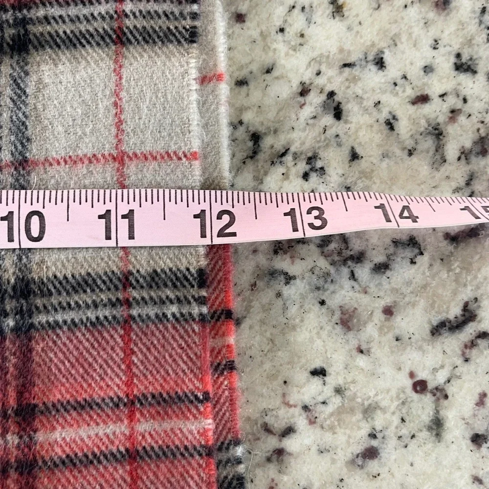 D&Y Plaid Scarf Women OS Red Cream Softer Than Cashmere‎ Acrylic Fringe Tartan